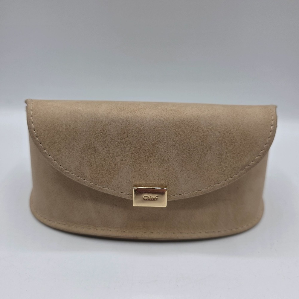 CHLOE Case Sunglasses Eyewear Beige Gold Clasp "Made in Italy" Soft Case Logo‎